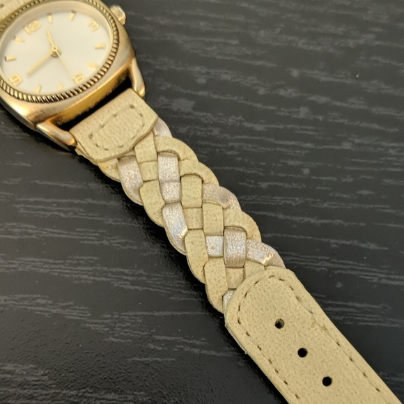 Gold Tone Watch with Two Toned Leather Band - Picture 4 of 6